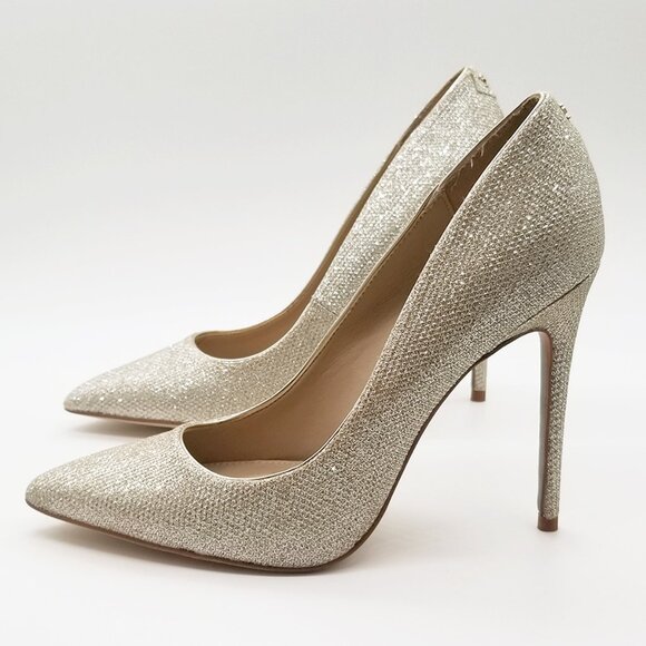 Sam Edelman Danna Pointed Toe High Heels 8 Sparkly Champagne Gold Pump Glitter - Picture 7 of 16